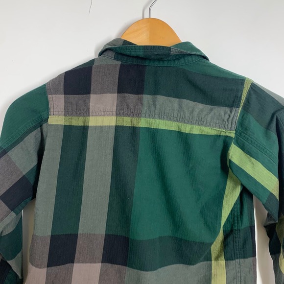 Burberry Kids Plaid Long Sleeve Button Up Shirt Green Grey Yellow Check Boys 7Y - Picture 4 of 16